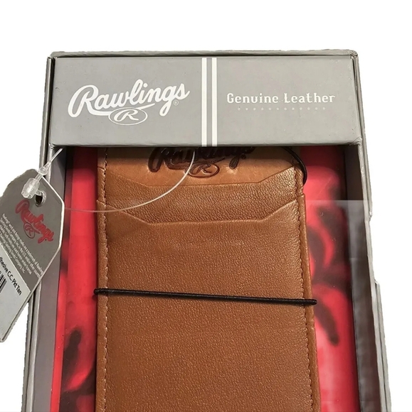 Rawlings Leather Cell Phone Adhesive Credit Card Holder Wallet Black Brown - Picture 2 of 4